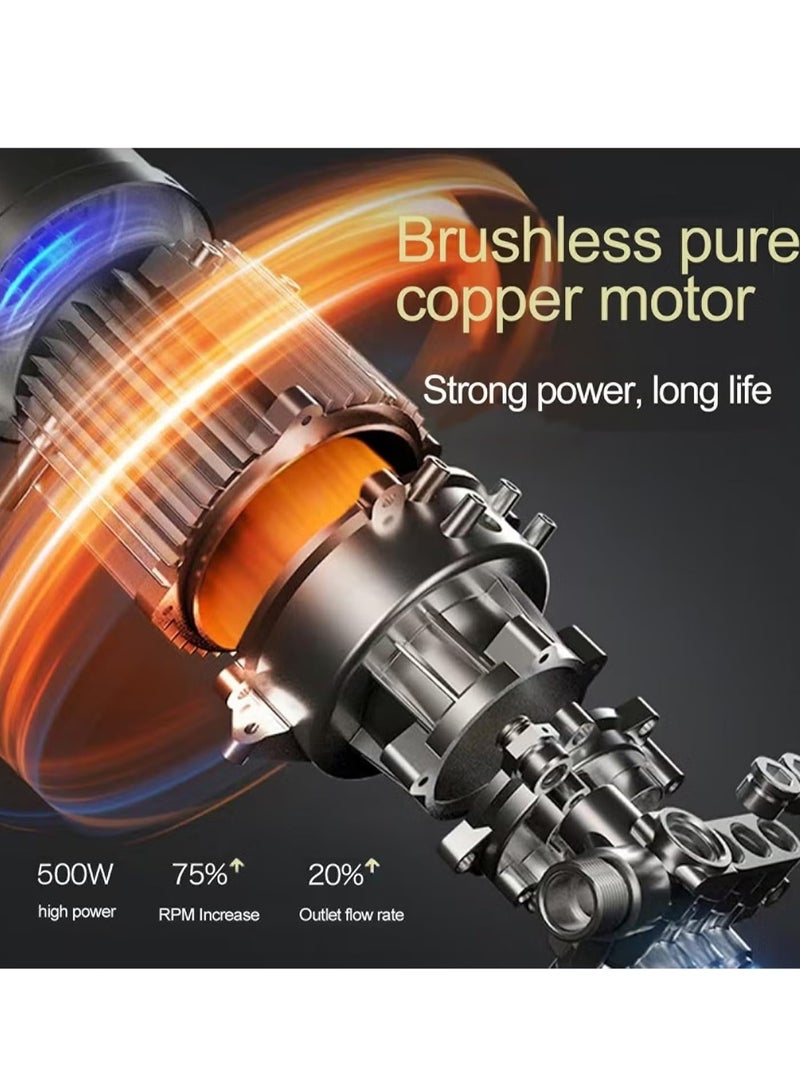 ET-LIFE Cordless Pressure Washer - 6-in-1 Nozzle Power Washers - 18000mAh Battery Powered - 50Bar 500W Portable Power Washer Gun with Foam Generator Nozzle Water Pump for Car Wash, Home, Yard - Image 4